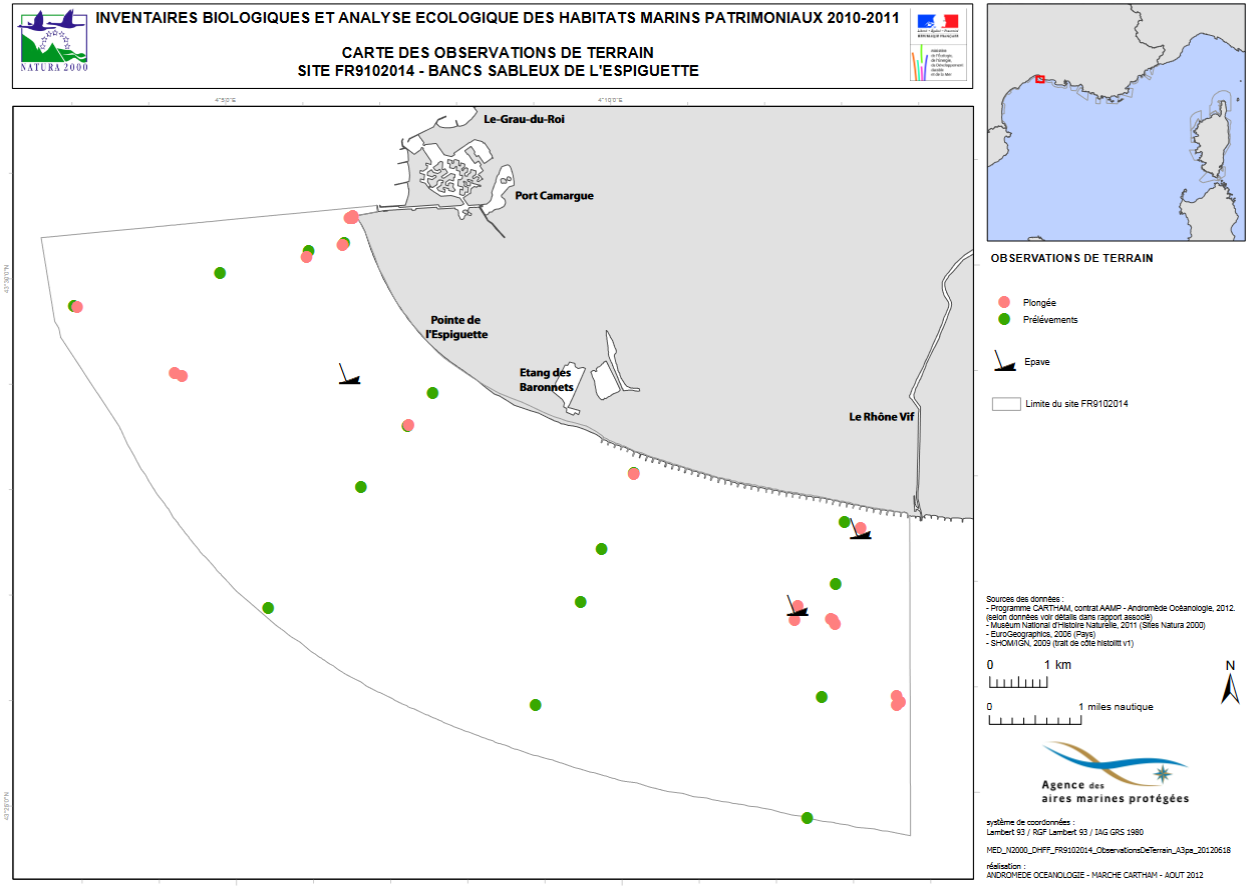 Données d'observation des habitats marins du site Natura 2000 FR9102014 ...